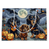 Grand Sac Cadeau Dachshund Halloween Éffrayant (Devant)