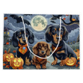 Grand Sac Cadeau Dachshund Halloween Éffrayant (Dos)