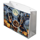 Grand Sac Cadeau Dachshund Halloween Éffrayant (Dos Angle)