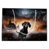 Grand Sac Cadeau Dachshund Halloween effroi (Dos)