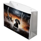 Grand Sac Cadeau Dachshund Halloween effroi (Dos Angle)