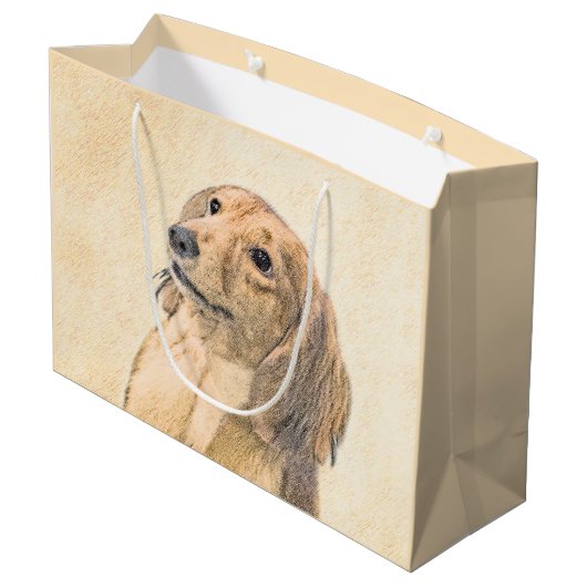 Grand Sac Cadeau Dachshund (Longhaerien) Peinture - Art Chien origi (Dos Angle)