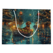 Grand Sac Cadeau Dachshund Noël Festive Voyage (Dos)