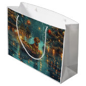 Grand Sac Cadeau Dachshund Noël Festive Voyage (Dos Angle)