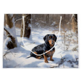 Grand Sac Cadeau Dachshund Qu'Il Neige Noël (Devant)