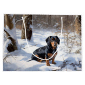 Grand Sac Cadeau Dachshund Qu'Il Neige Noël (Dos)