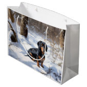 Grand Sac Cadeau Dachshund Qu'Il Neige Noël (Dos Angle)