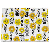 Grand Sac Cadeau Daisy dooda en jaune et noir (Devant)