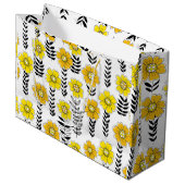 Grand Sac Cadeau Daisy dooda en jaune et noir (Devant Angle)