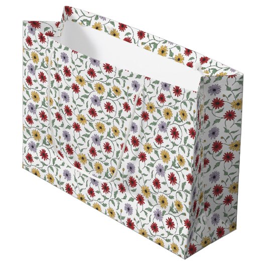 Grand Sac Cadeau Daisy Pattern Doodle Pen and Ink Style (Devant Angle)