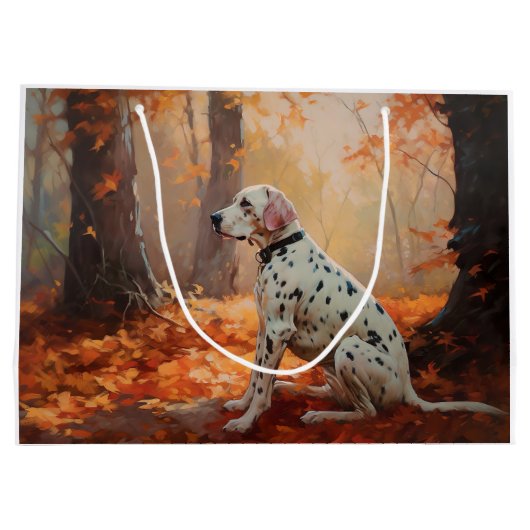 Grand Sac Cadeau Dalmatien en automne Feuilles automne Inspirer (Dos)