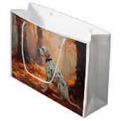Grand Sac Cadeau Dalmatien en automne Feuilles automne Inspirer (Devant Angle)