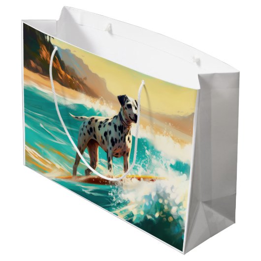 Grand Sac Cadeau Dalmation Plage Surf Peinture (Dos Angle)