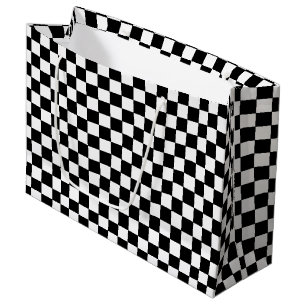 Grand Sac Cadeau Damier Blanc et Noir 