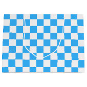 Grand Sac Cadeau Damier bleu clair classique (Devant)