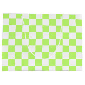 Grand Sac Cadeau Damier vert citron visuel classique  (Dos)