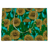 Grand Sac Cadeau Dandelions sur turquoise (Devant)