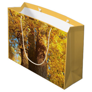 Grand Sac Cadeau Dans la lueur du feuille d'or d'érable -