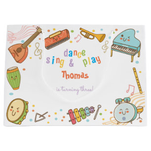 Grand Sac Cadeau Danse chanter et jouer anniversaire de enfant