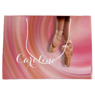 Grand Sac Cadeau Danseur de ballet en chaussure d'orteil avec nom