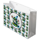 Grand Sac Cadeau Danseuse grenouille sur un Lily Pad Anniversaire (Devant Angle)