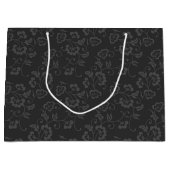 Grand Sac Cadeau Dark Gray Botanical Floral Pattern (Devant)