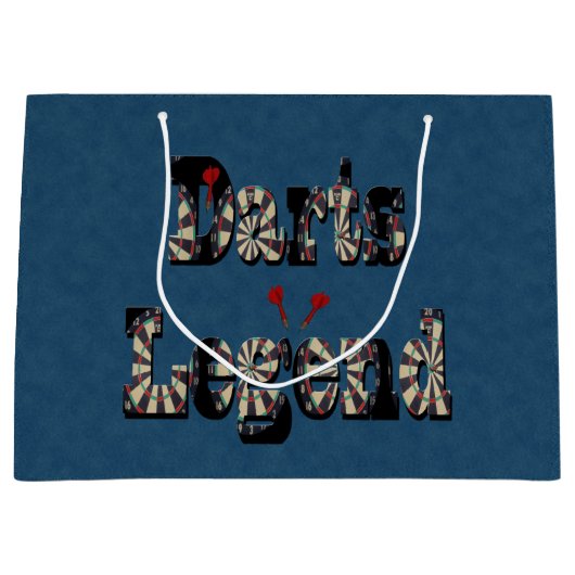 Grand Sac Cadeau Darts Legend Le Nom Sur Le Dénim Bleu Imprimer, (Devant)