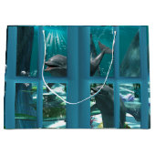 Grand Sac Cadeau Dauphins amusants (Devant)