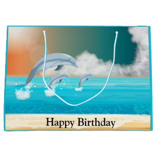 Grand Sac Cadeau dauphins faisant des sauts dans l'océan