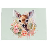 Grand Sac Cadeau De Beaux Cerfs Entourés De Roses (Devant)