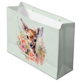 Grand Sac Cadeau De Beaux Cerfs Entourés De Roses (Devant Angle)