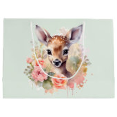 Grand Sac Cadeau De Beaux Cerfs Entourés De Roses (Dos)