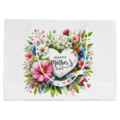 Grand sac cadeau de la fête des mères florales (Dos)