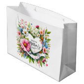 Grand sac cadeau de la fête des mères florales (Dos Angle)