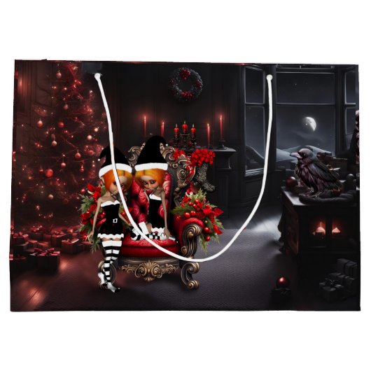 Grand Sac Cadeau De mignons petits elfes sombres. (Dos)