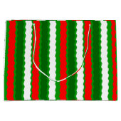 Grand sac cadeau de Noël brillant Rouge Vert Blanc (Devant)