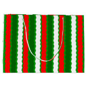 Grand sac cadeau de Noël brillant Rouge Vert Blanc (Dos)