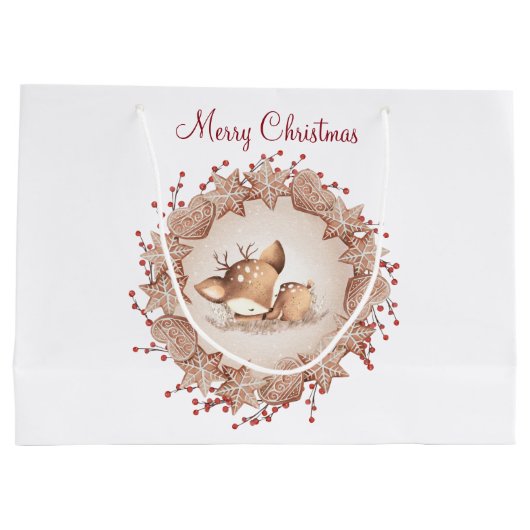 Grand sac cadeau de Noël de Cerf mou (Dos)