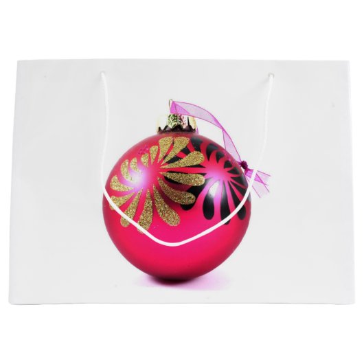 Grand sac cadeau de Noël rose (Devant)