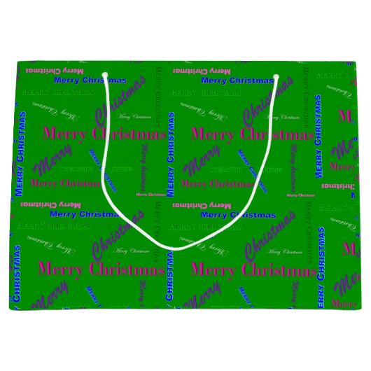 Grand sac cadeau de Noël vert brillant (Devant)