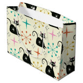 Grand Sac Cadeau Début du milieu du siècle avec chat atomique noir (Dos Angle)