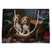 Grand Sac Cadeau Décor de Noël beagle Snowy Sleigh (Devant)