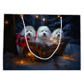 Grand Sac Cadeau Décor de Noël Coton De Tulear Snowy Sleigh (Dos)