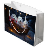 Grand Sac Cadeau Décor de Noël Coton De Tulear Snowy Sleigh (Dos Angle)