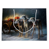 Grand Sac Cadeau Décor de Noël Greyhound Snowy Sleigh (Devant)