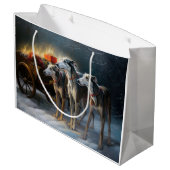 Grand Sac Cadeau Décor de Noël Greyhound Snowy Sleigh (Dos Angle)