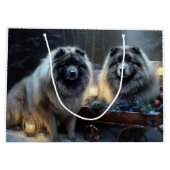 Grand Sac Cadeau Décor de Noël Keeshond Snowy Sleigh (Dos)