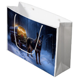 Grand Sac Cadeau Décor de Noël Kelpie Snowy Sleigh