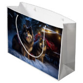 Grand Sac Cadeau Décor de Noël Lapphund Snowy Sleigh (Dos Angle)