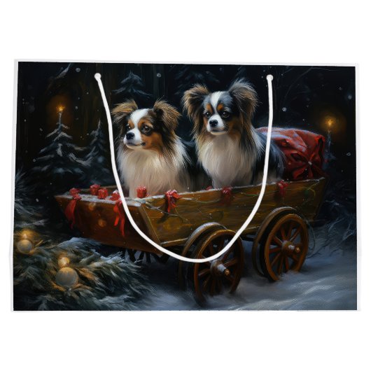 Grand Sac Cadeau Décor de Noël Papillon Snowy Sleigh (Dos)